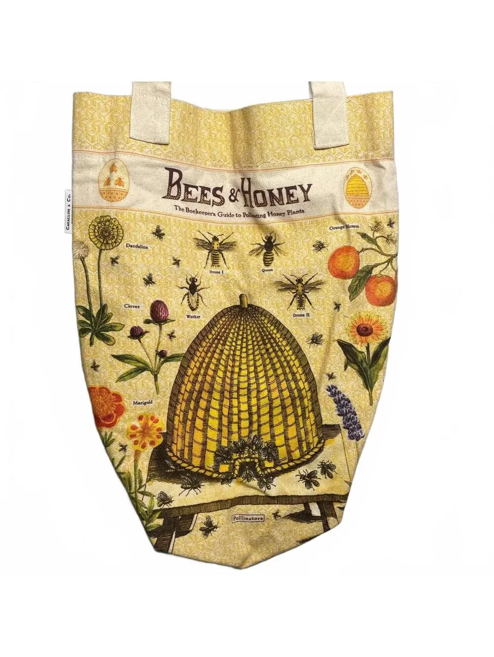 Bees & Honey 100% Cotton Cavallini Canvas Tote Bag 17x13